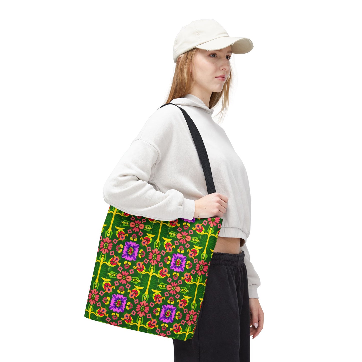 Tote Bag (AOP), Libra, Zodiac, Flower Pattern