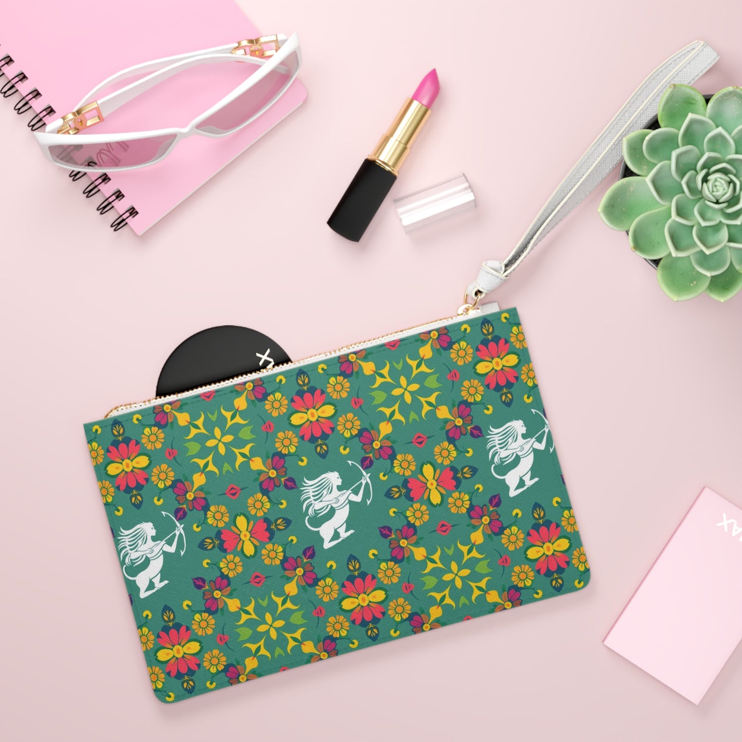 Clutch Bag, Sagittarius, Zodiac v4, Flower Pattern