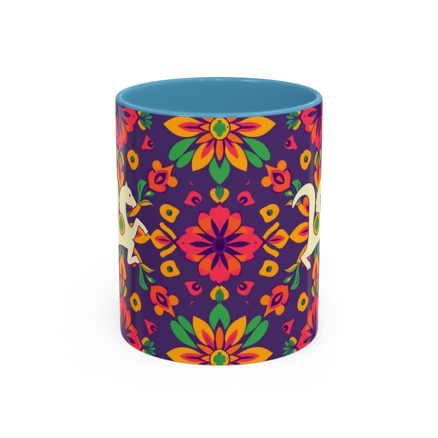 Accent Coffee Mug, Aquarius, Zodiac v2, Flower Pattern, (11, 15oz)