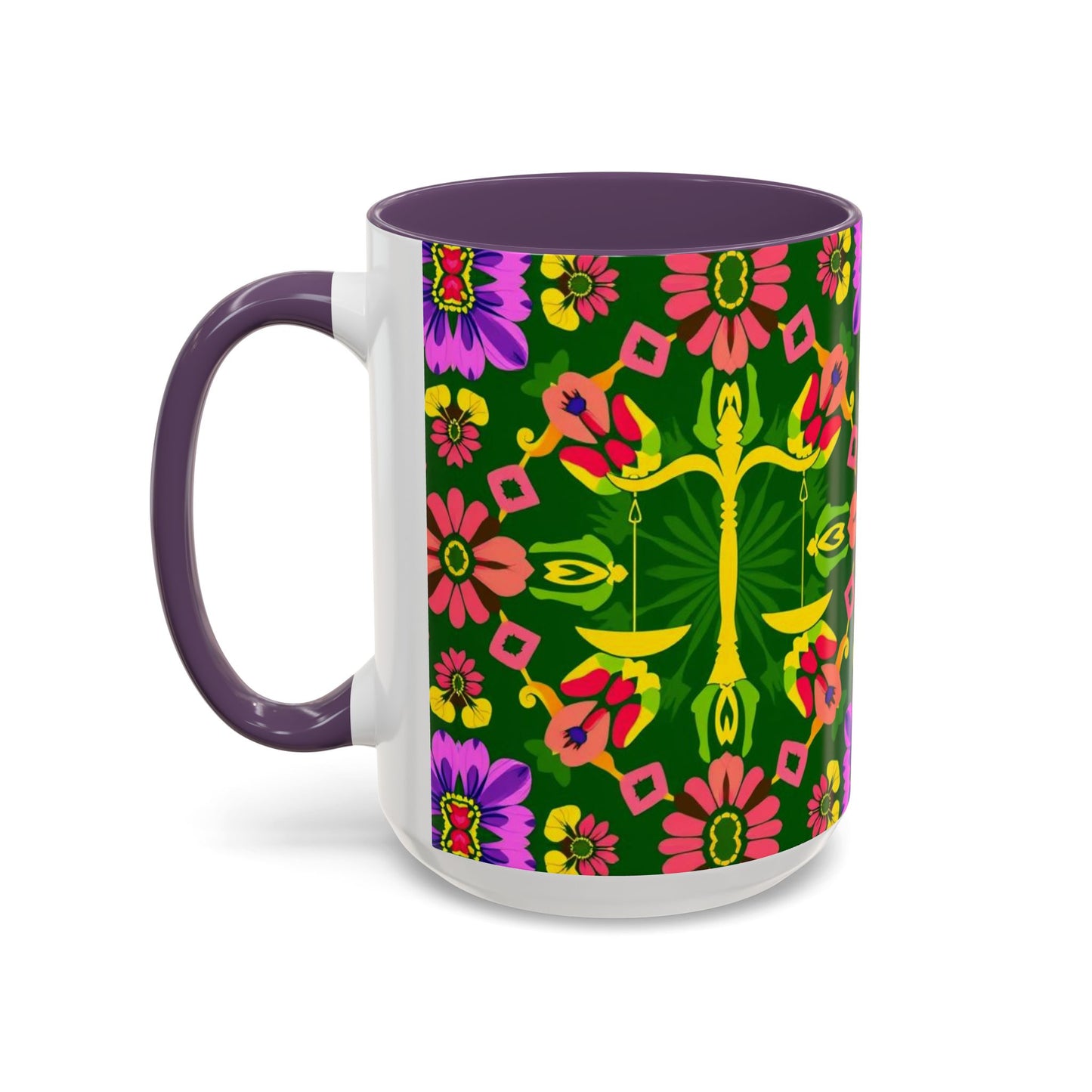 Accent Coffee Mug, Libra, Zodiac, Flower Pattern, (11, 15oz)