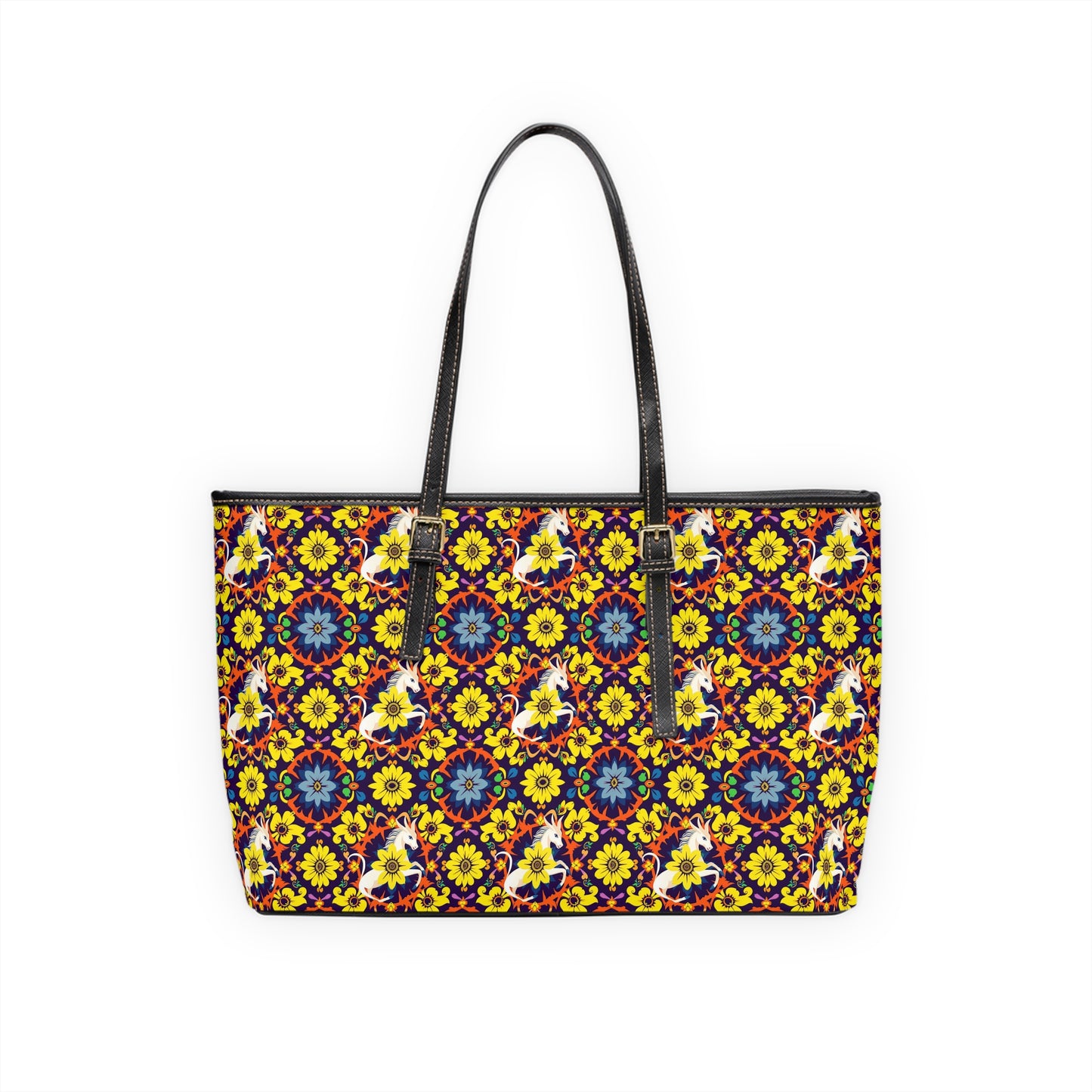 Leather Shoulder Bag, Aquarius, Zodiac, Flower Pattern