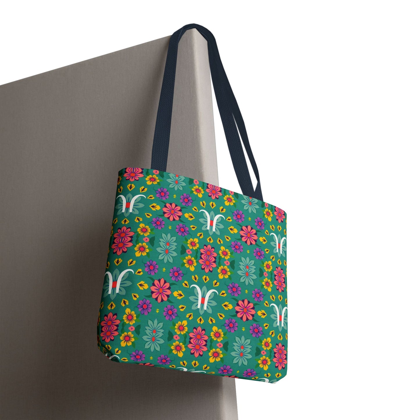 Tote Bag, (AOP), Aquarius, Zodiac v2, Flower Pattern