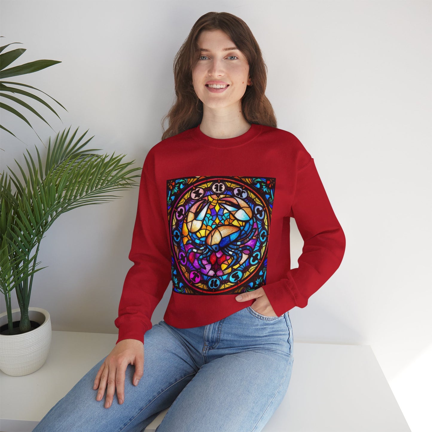 Unisex Heavy Blend™ Crewneck Sweatshirt, Glass, Cancer Zodiac Design