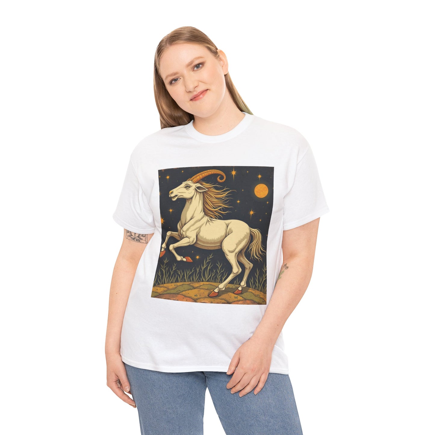 Unisex Heavy Cotton T-Shirt, Aries Animal, Zodiac Design