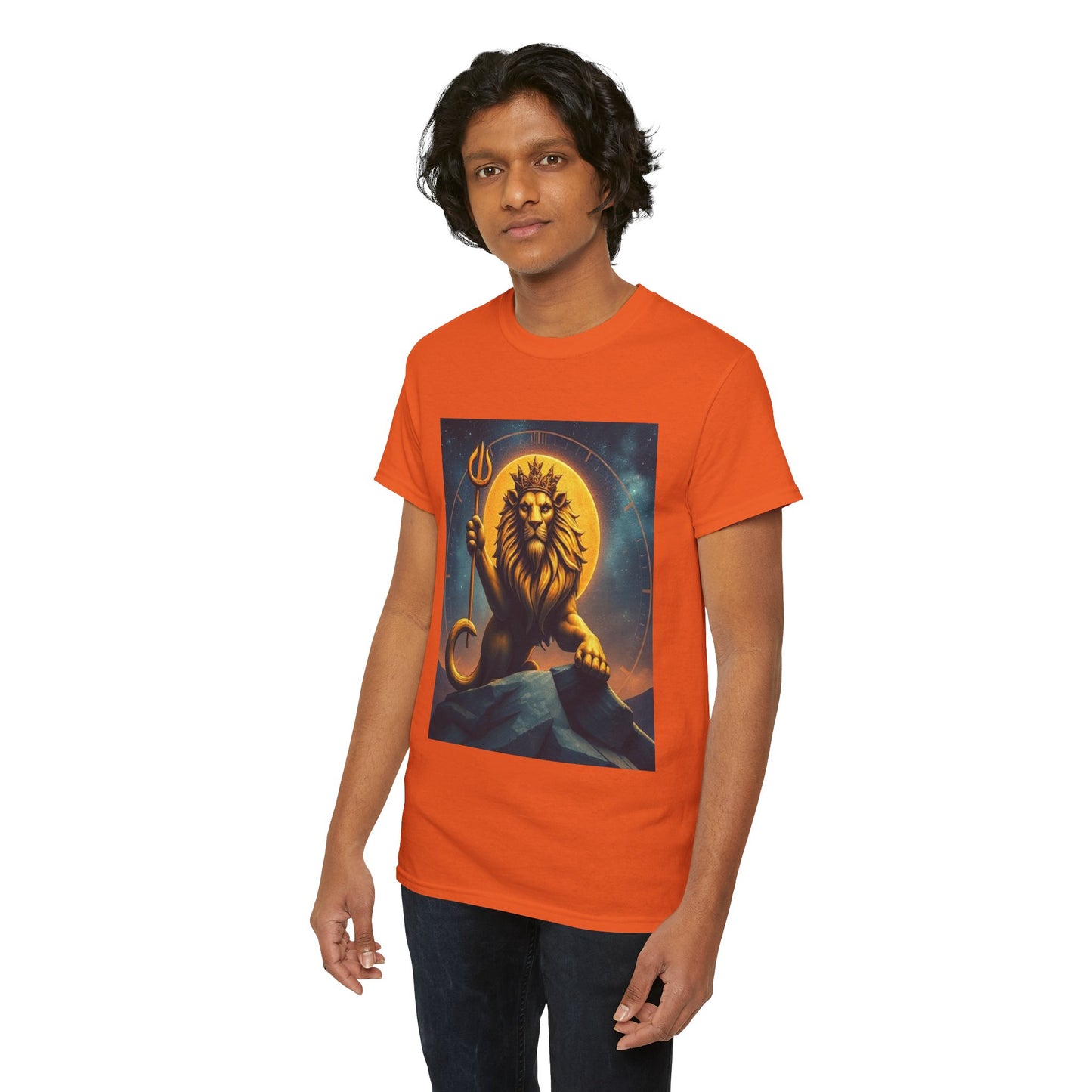 Unisex Heavy Cotton T-Shirt, King of Lions v2, Leo Zodiac Design