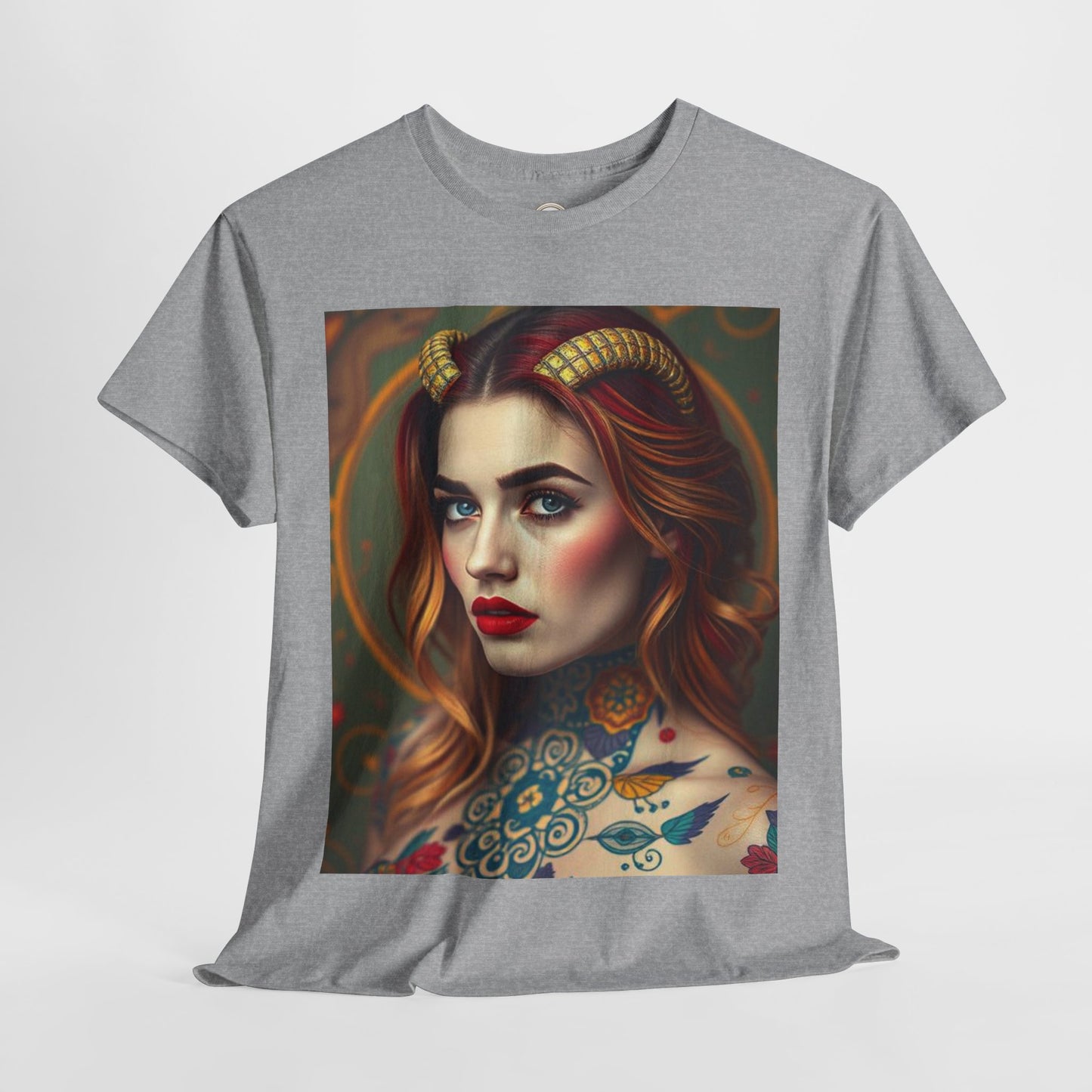 Unisex Heavy Cotton T-Shirt, Capricorn, Zodiac v3, Sexy Art
