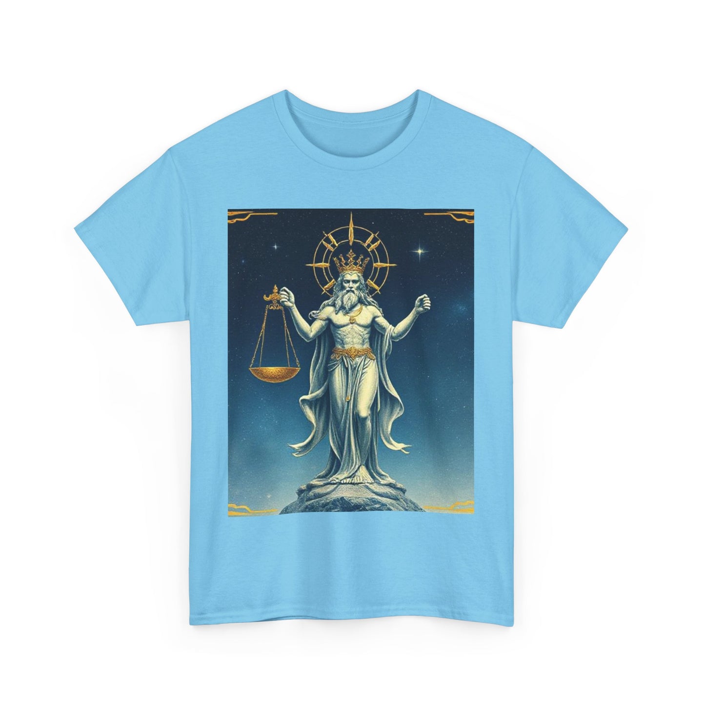 Unisex Heavy Cotton T-Shirt, Space, Libra God, Zodiac Design