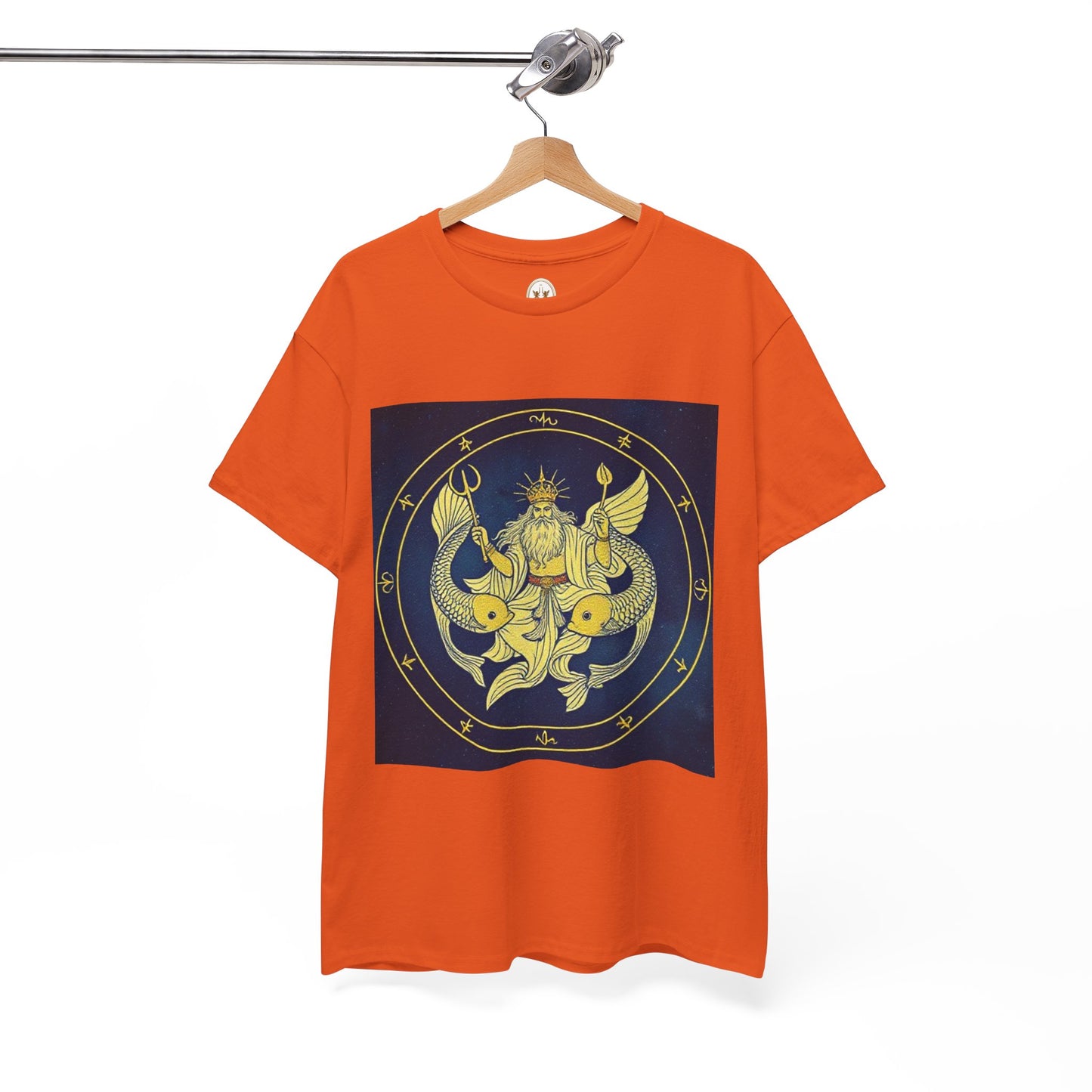 Unisex Heavy Cotton T-Shirt, King of Pisces, Zodiac Design