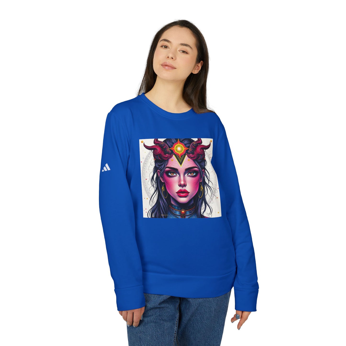 Adidas, Unisex Fleece Crewneck Sweatshirt, Virgo, Pop Art v1, Zodiac