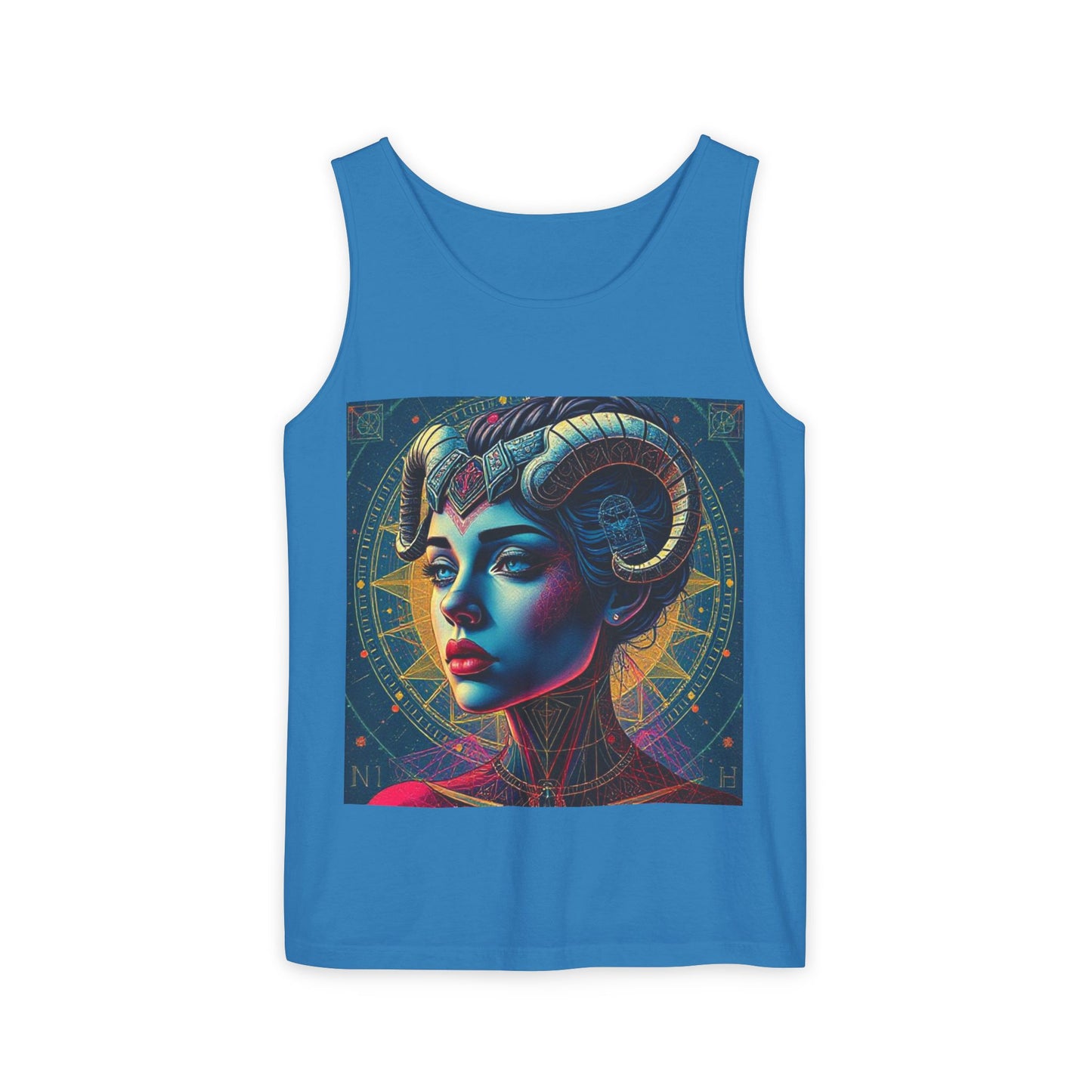 Unisex Garment-Dyed, Tank Top, Aries Design, Pop Art v1, 100% Ringspun US cotton