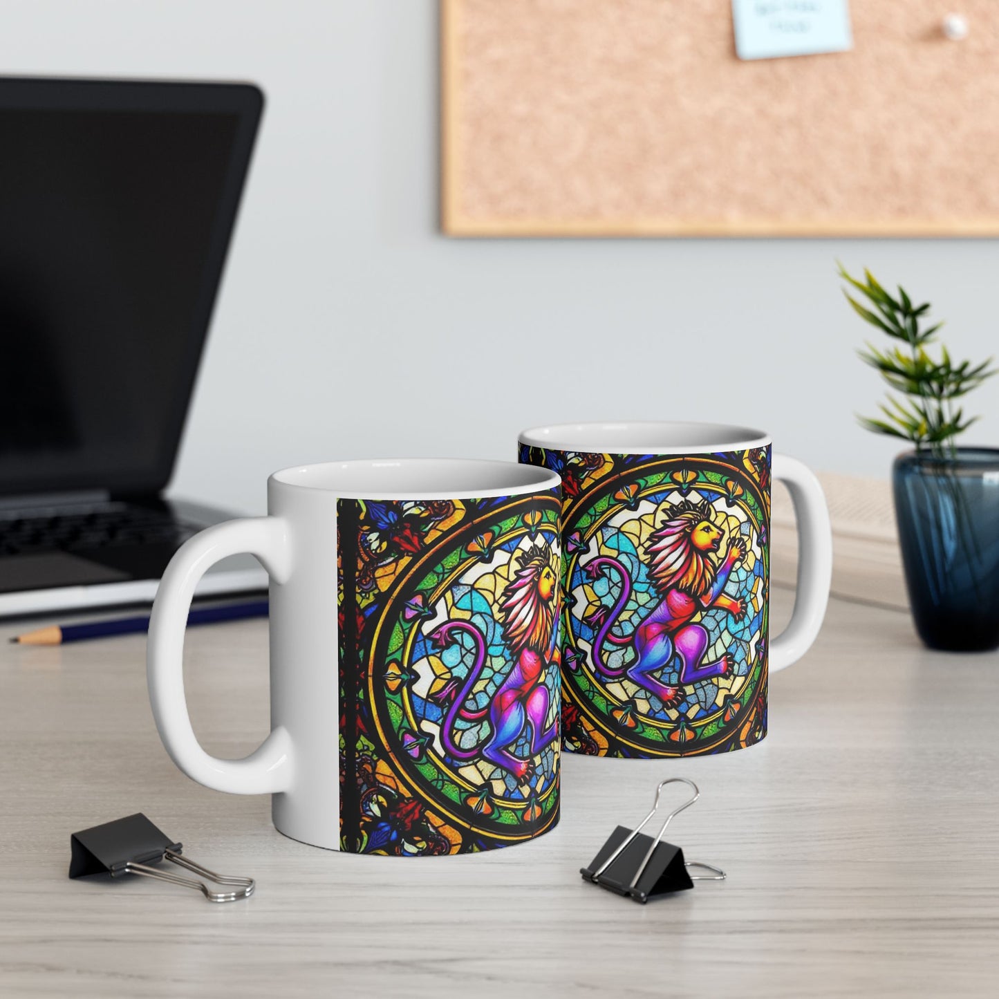 Ceramic Mug, (11oz, 15oz), Glass Design, AOP, Leo Zodiac Sign
