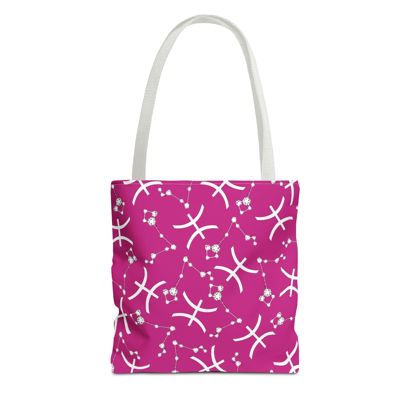 Tote Bag, Pisces Zodiac Sign, AOP, (Pink, White)