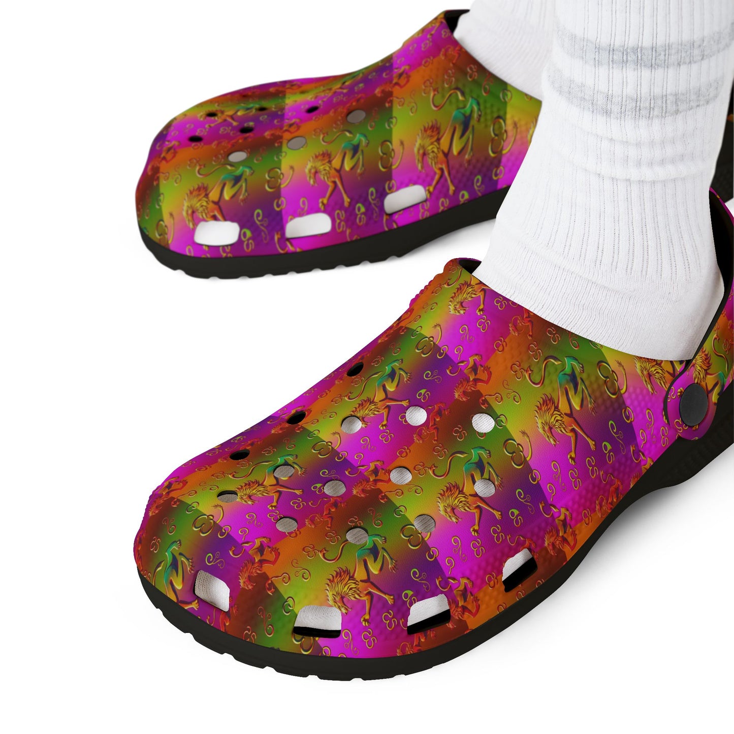EVA Foam Rubber Shoes, (AOP), Leo, Zodiac v3, Pattern