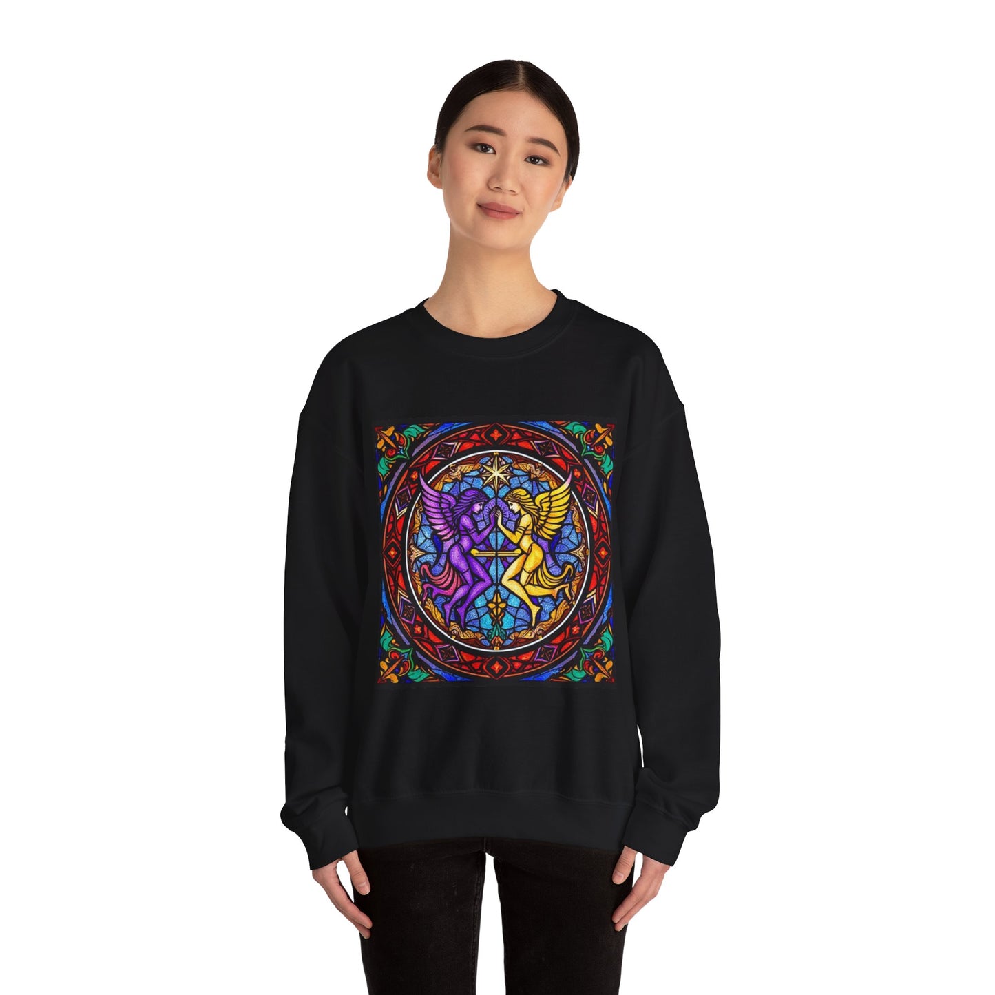 Unisex Heavy Blend™ Crewneck Sweatshirt, Glass, Gemini Zodiac Design
