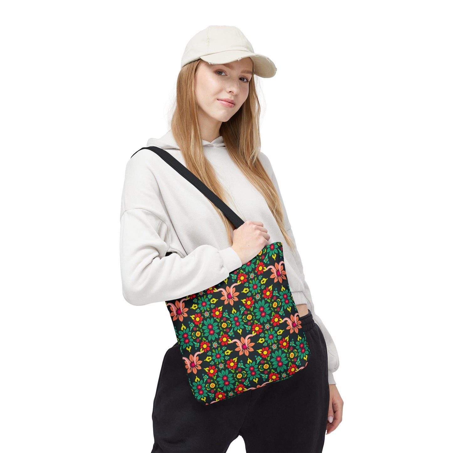 Tote Bag, (AOP), Aquarius, Zodiac v1, Flower Pattern