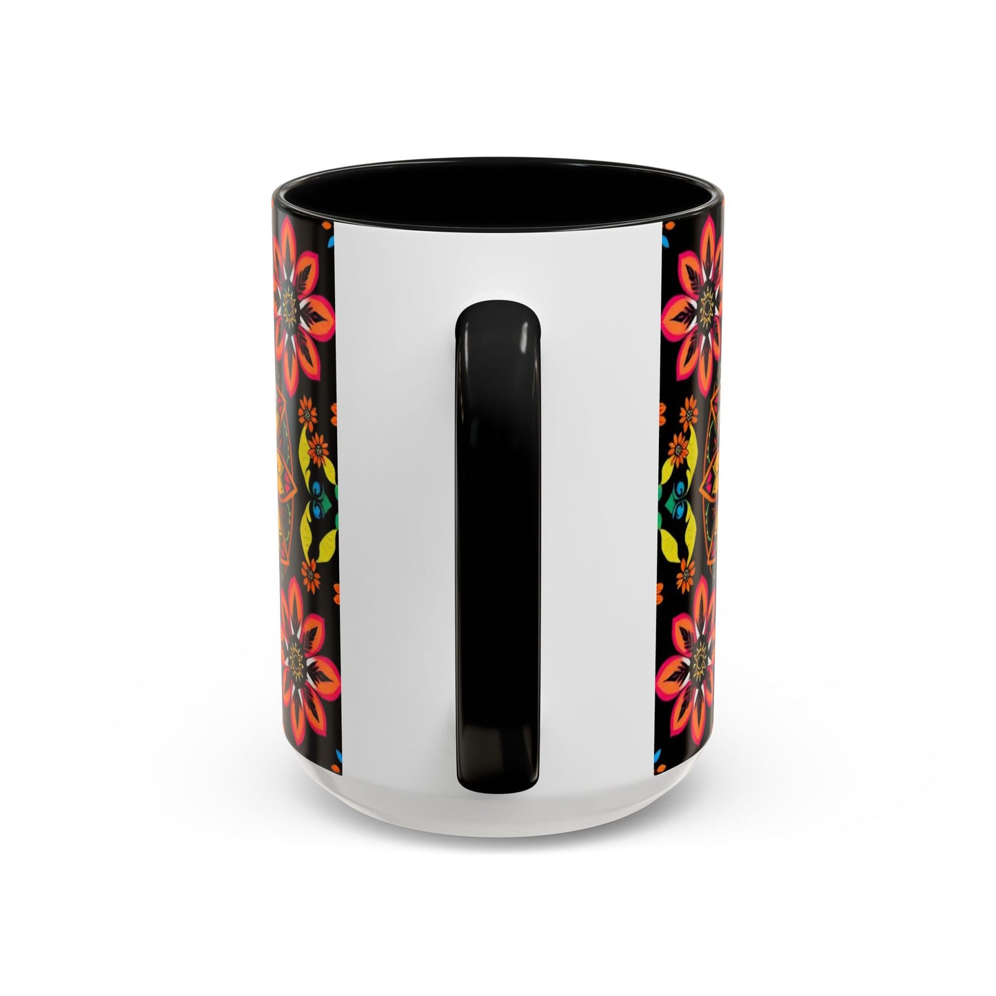 Accent Coffee Mug, Sagittarius, Zodiac v2. Flower Pattern, (11, 15oz)