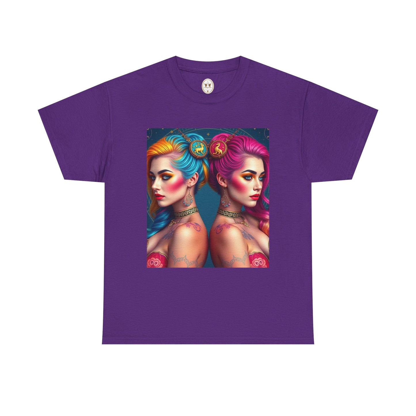 Unisex Heavy Cotton T-Shirt, Gemini, Zodiac v2, Sexy Art