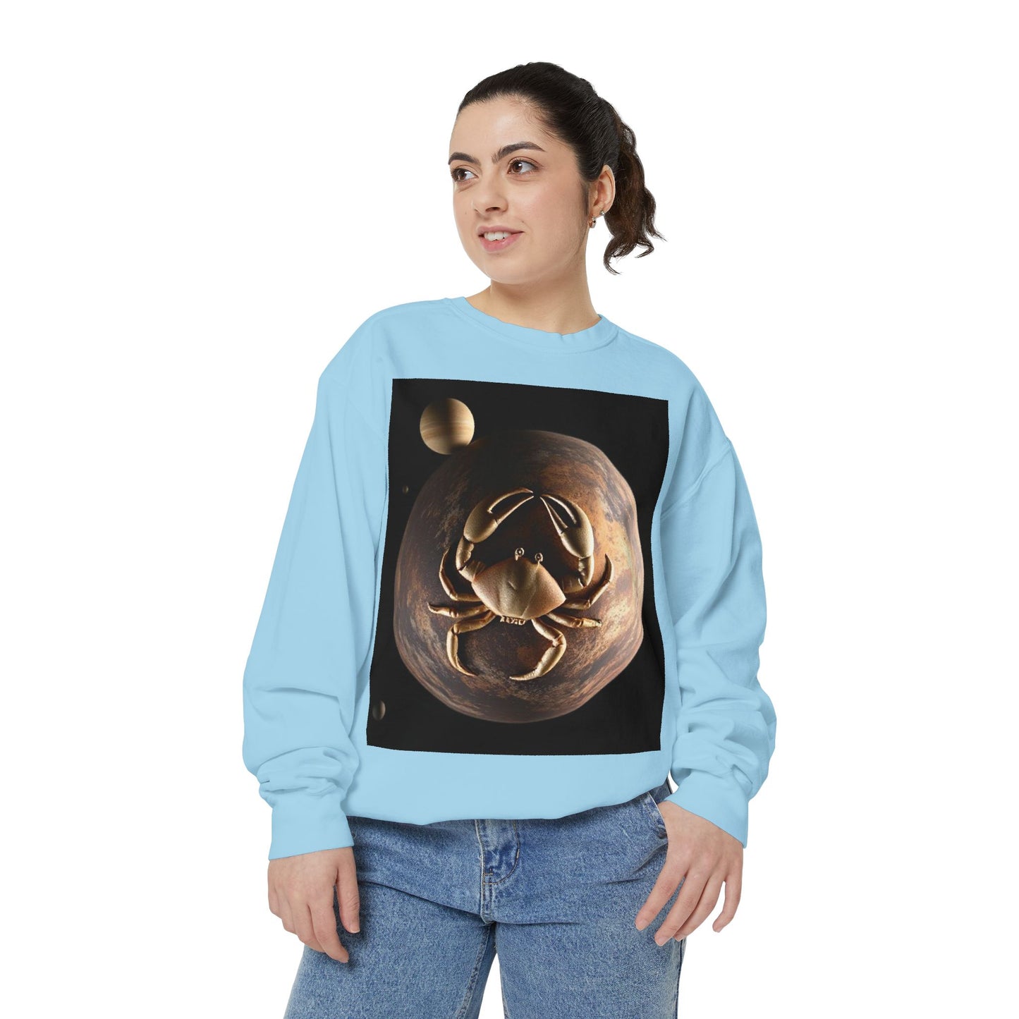 Garment-Dyed Sweatshirt, Unisex, Space Animal Design v1, Cancer