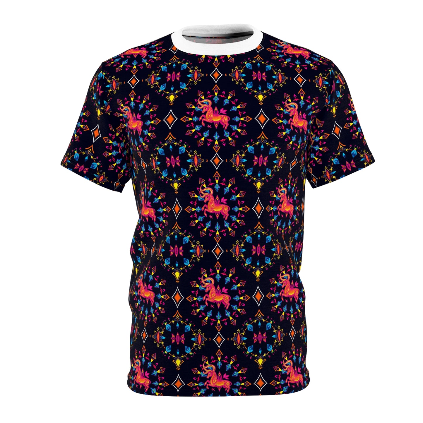 Unisex Cut & Sew T-Shirt, (AOP), Capricorn, Zodiac v3, Jewels Pattern