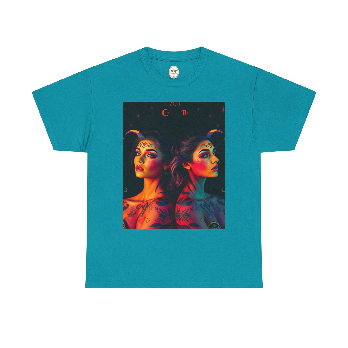 Unisex Heavy Cotton T-Shirt, Gemini, Zodiac, Sexy Art