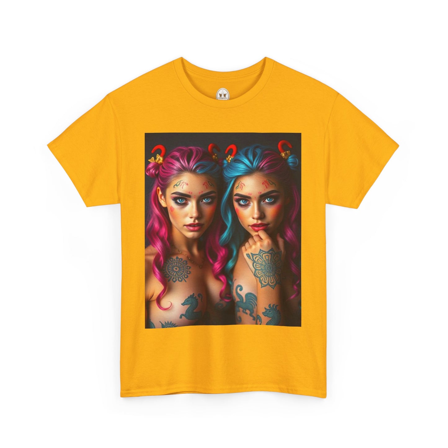 Unisex Heavy Cotton T-Shirt, Gemini, Zodiac v1, Sexy Art