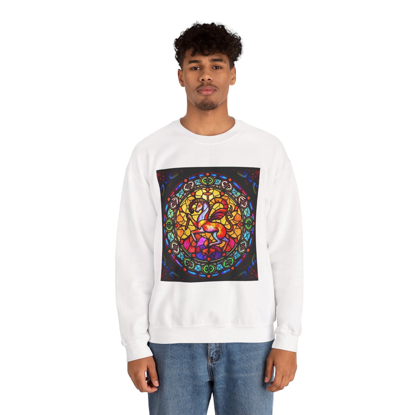 Unisex Heavy Blend™ Crewneck Sweatshirt, Glass 1, Aries Zodiac Design