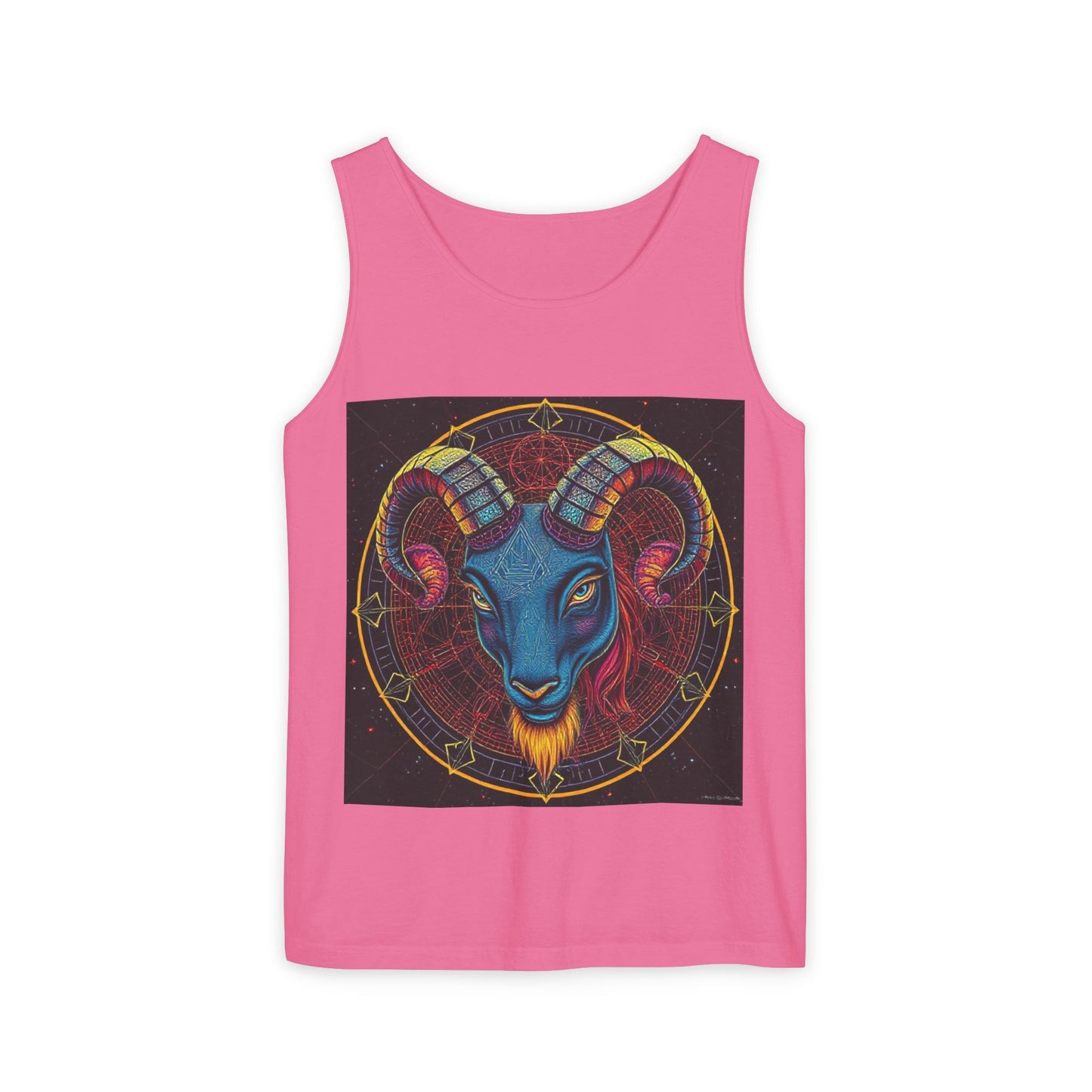 Unisex Garment-Dyed, Tank Top, Aries Design, Pop Art, 100% Ringspun US cotton
