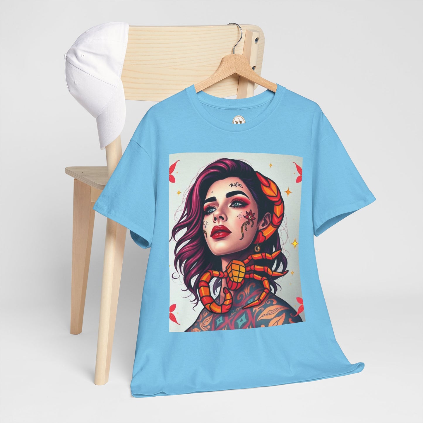 Unisex Heavy Cotton T-Shirt, Scorpio, Zodiac v3, Sexy Art