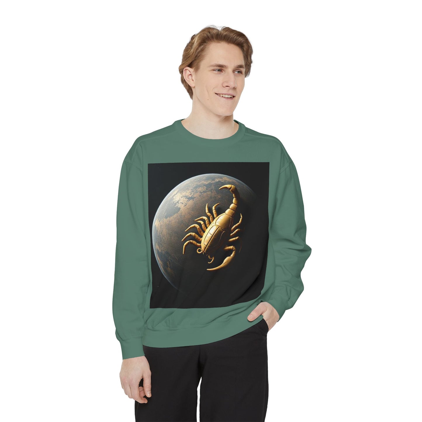 Garment-Dyed Sweatshirt, Unisex, Space Animal Design v1, Scorpio