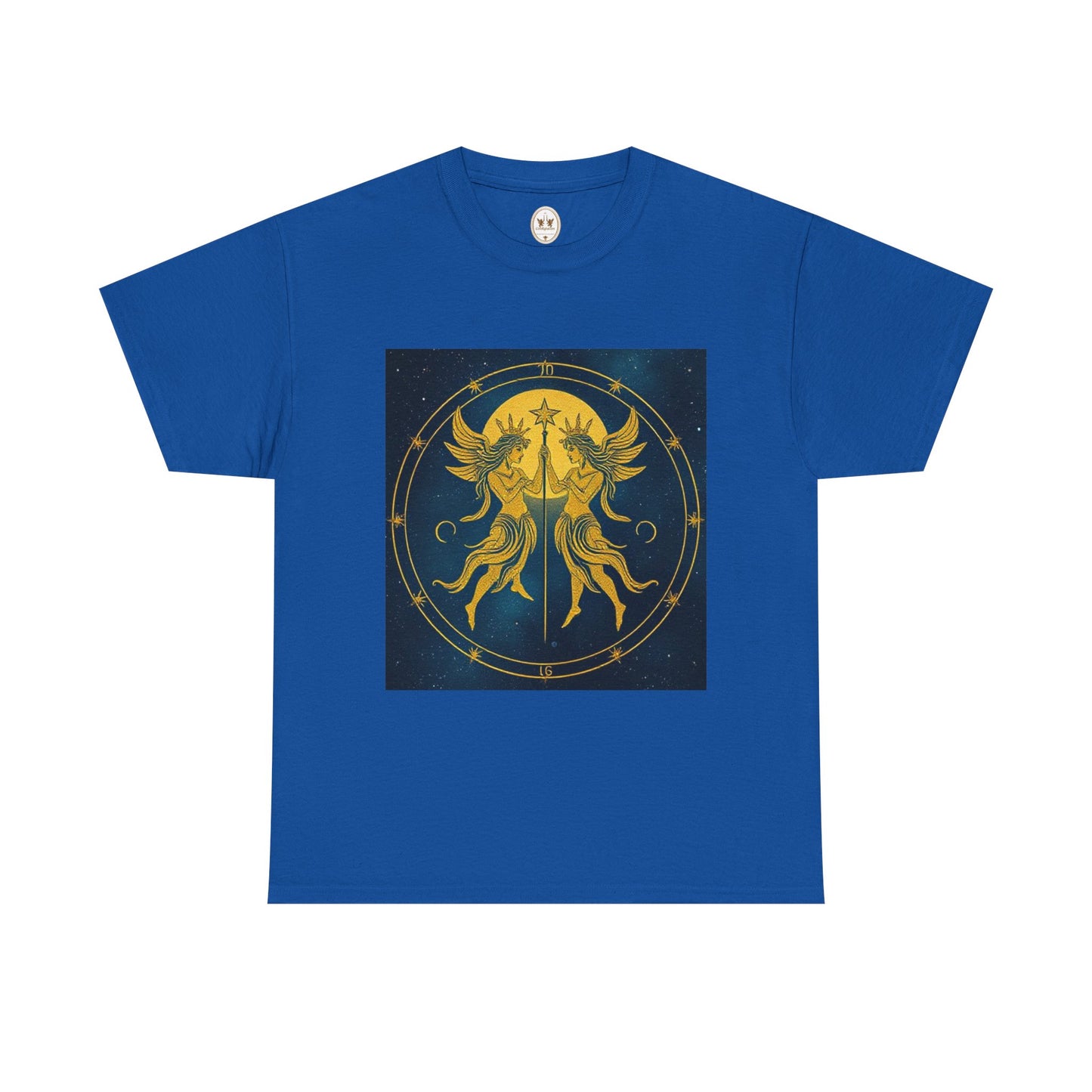 Unisex Heavy Cotton T-Shirt, Space Angel Twins v4, Gemini Zodiac Design