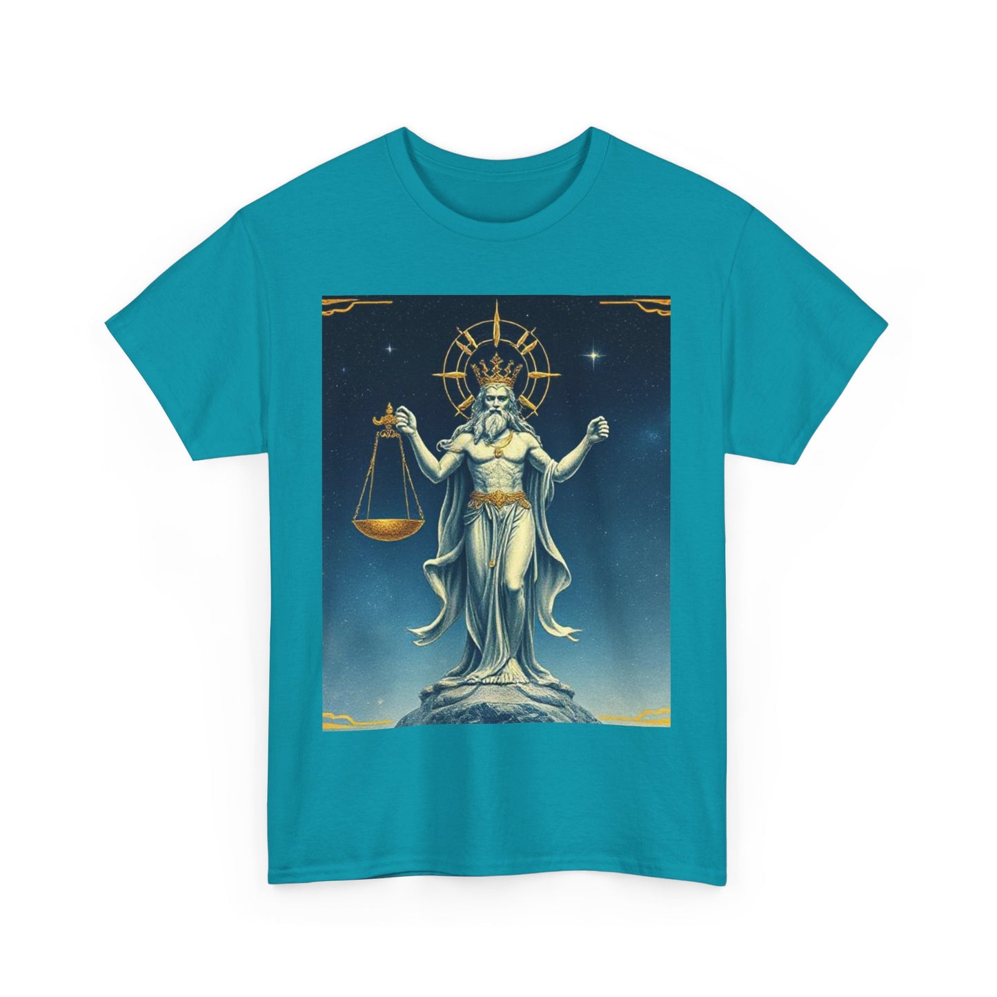 Unisex Heavy Cotton T-Shirt Space v2, Libra God, Zodiac Design