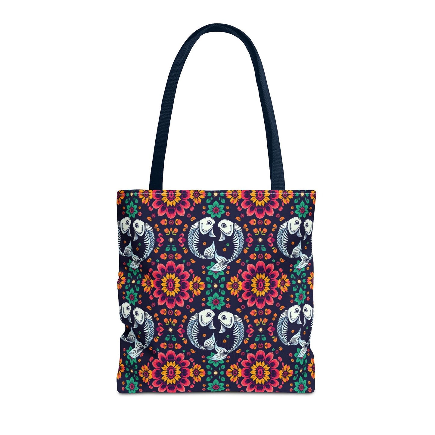 Tote Bag (AOP), Pisces, Zodiac v1, Flower Pattern