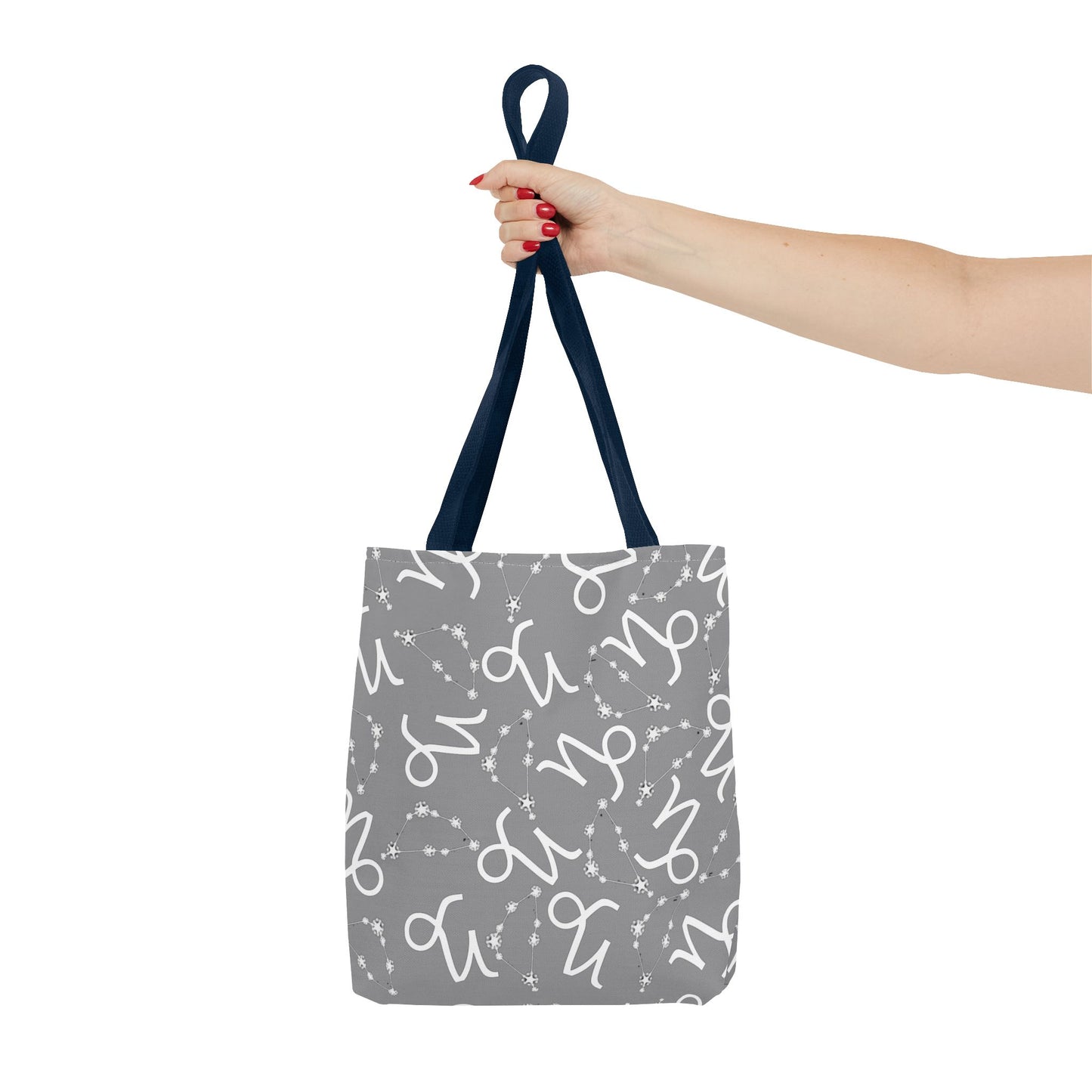 Tote Bag, Capricorn Zodiac Sign, AOP, (Grey, White)