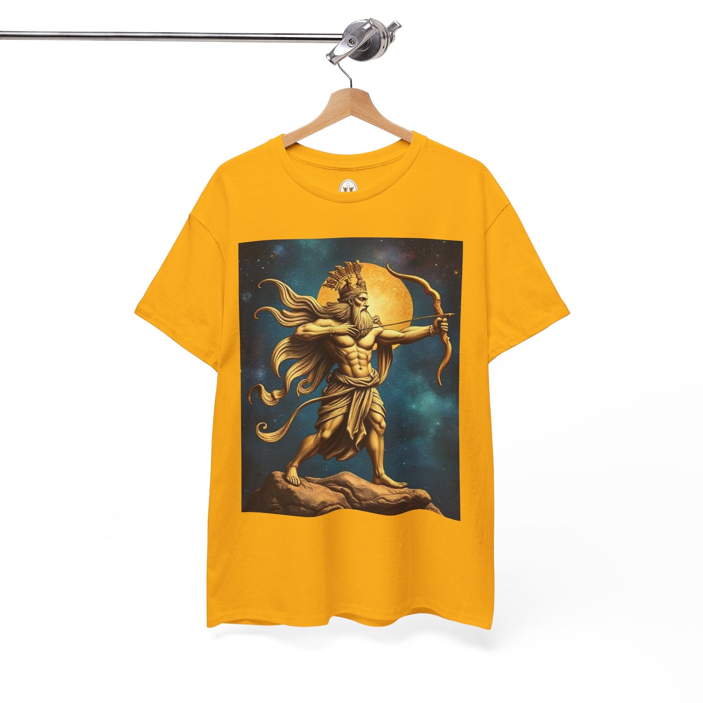 Unisex Heavy Cotton T-Shirt, Midnight Arrow v1, Sagittarius Zodiac Design
