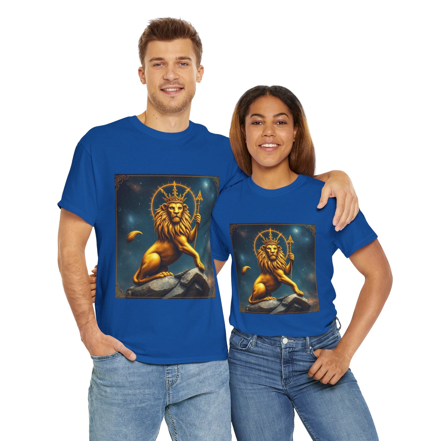 Unisex Heavy Cotton T-Shirt, King of Lions, Leo Zodiac Design