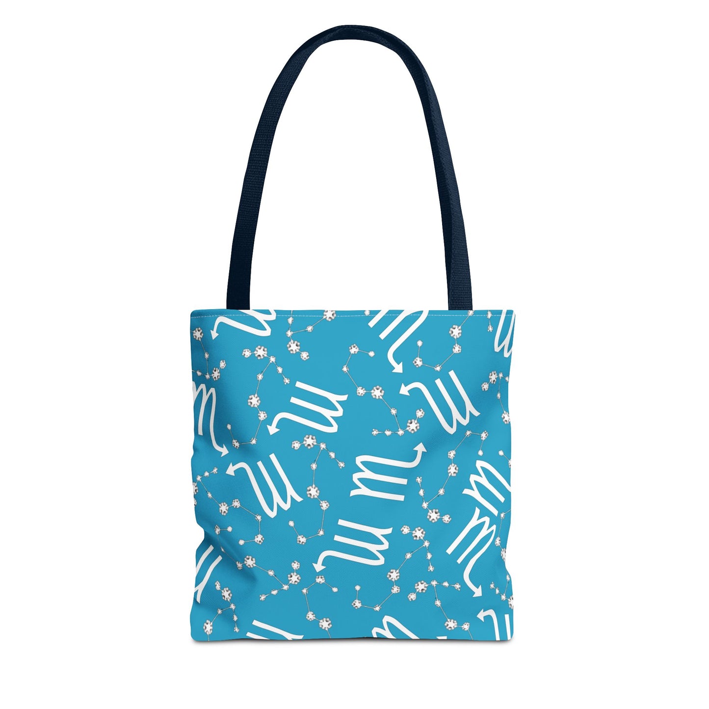 Tote Bag, Scorpio Zodiac Sign, AOP, (Turquoise, White)