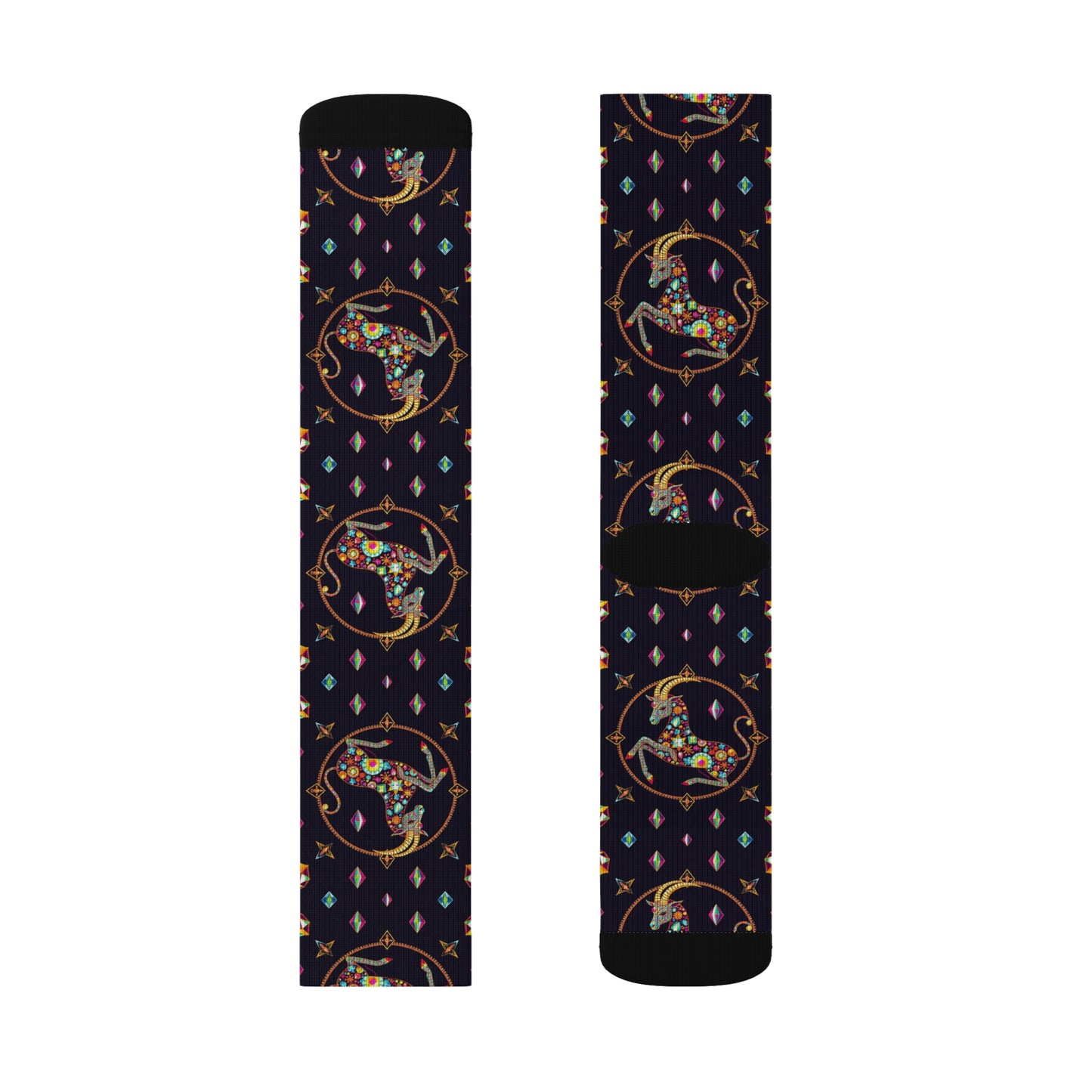 Sublimation Socks, Capricorn, Zodiac v4, Jewel Pattern