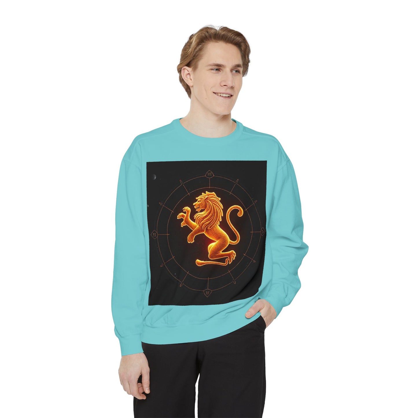 Garment-Dyed Sweatshirt, Unisex, Space Animal Design v1, Leo