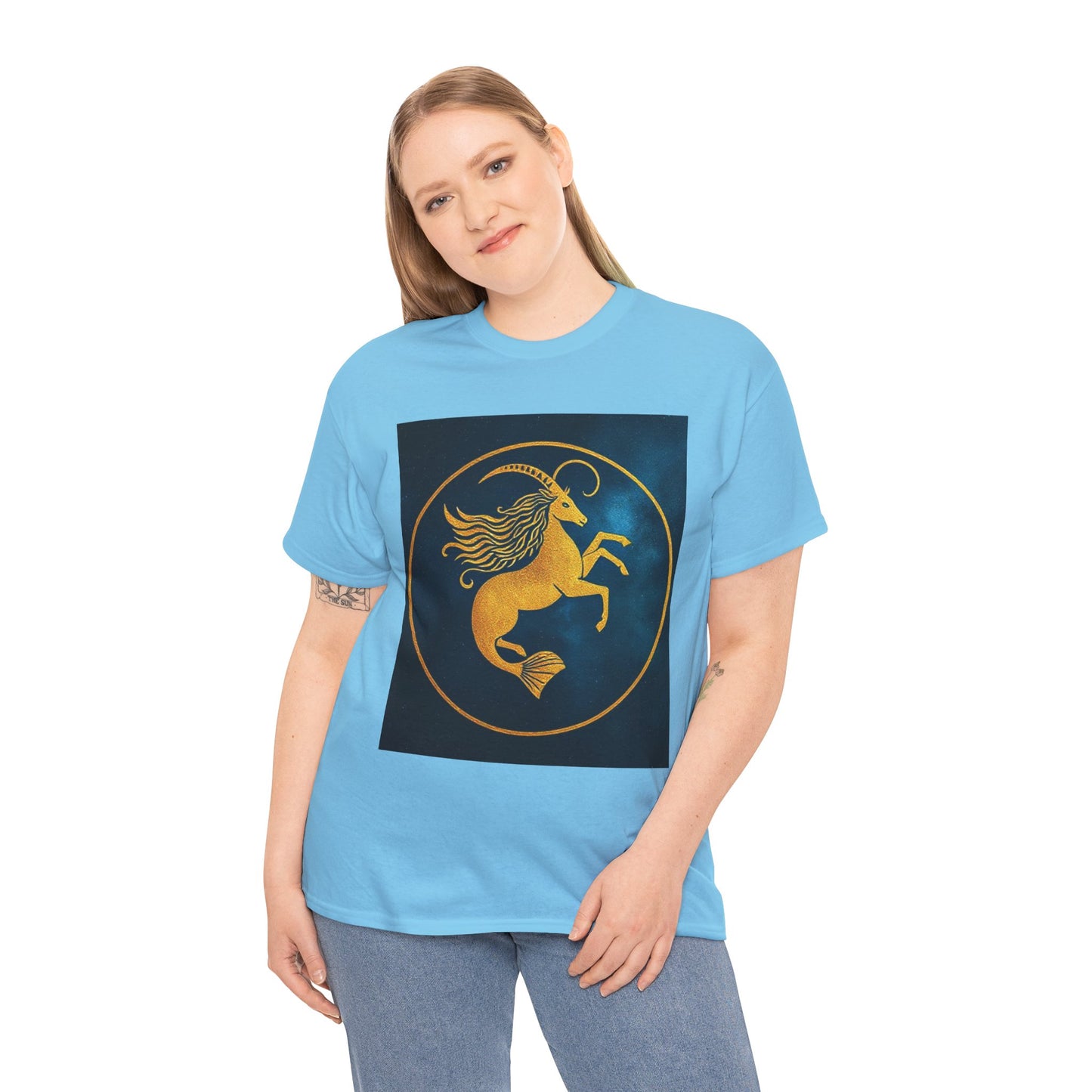 Unisex Heavy Cotton T-Shirt, Capricorn Animal v3, Symbol, Zodiac Design