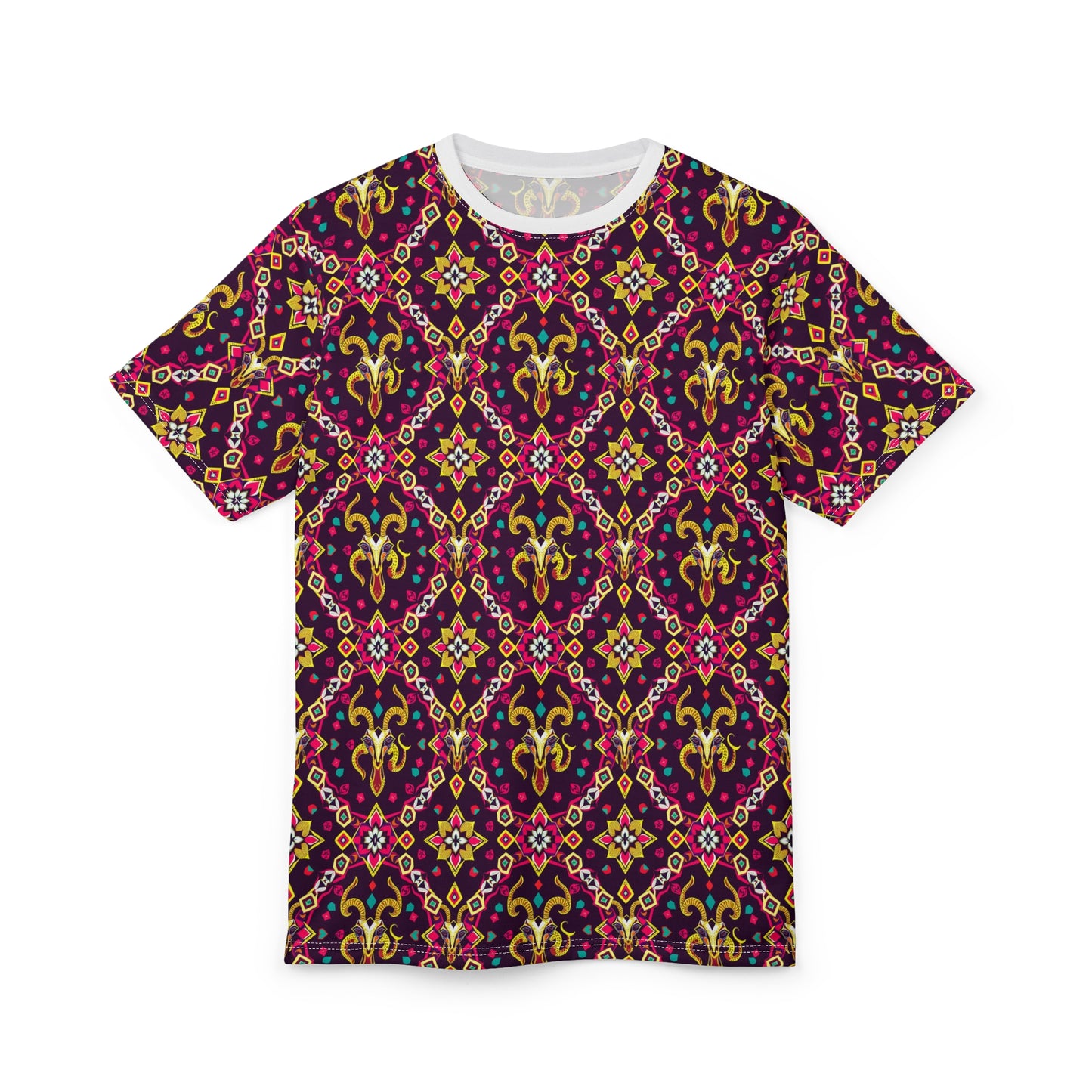 Unisex Cut & Sew T-Shirt, (AOP), Capricorn, Zodiac v4, Jewels Pattern