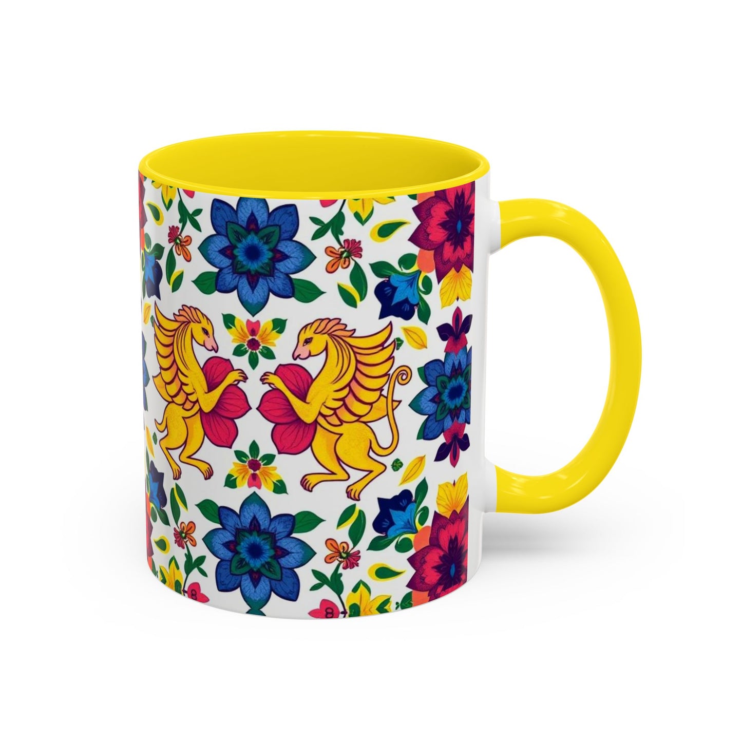 Accent Coffee Mug, Gemini, Zodiac, Flower Pattern, (11, 15oz)
