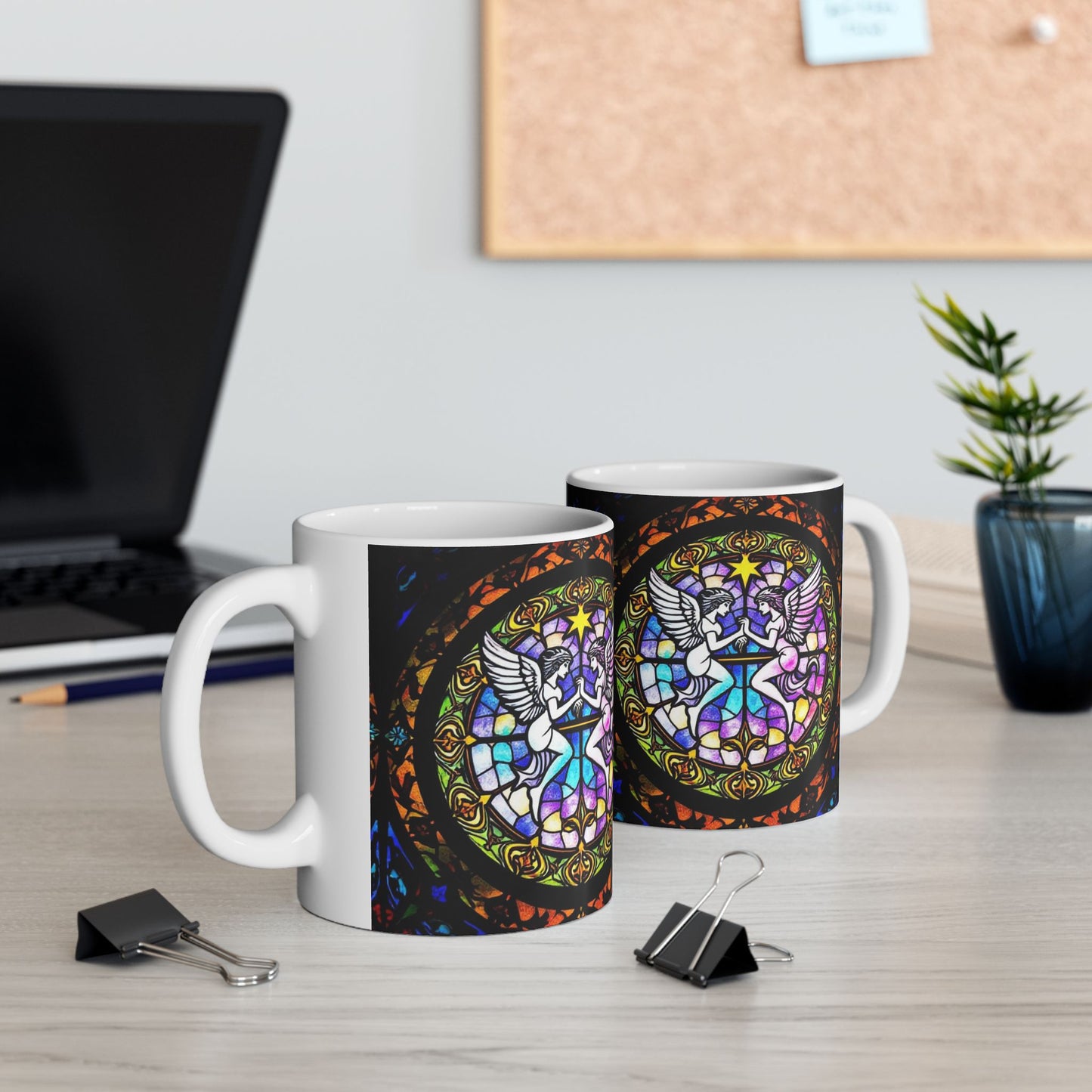 Ceramic Mug, (11oz, 15oz), Ceramic Coffee Mug, AOP, Glass Design, Gemini Zodiac