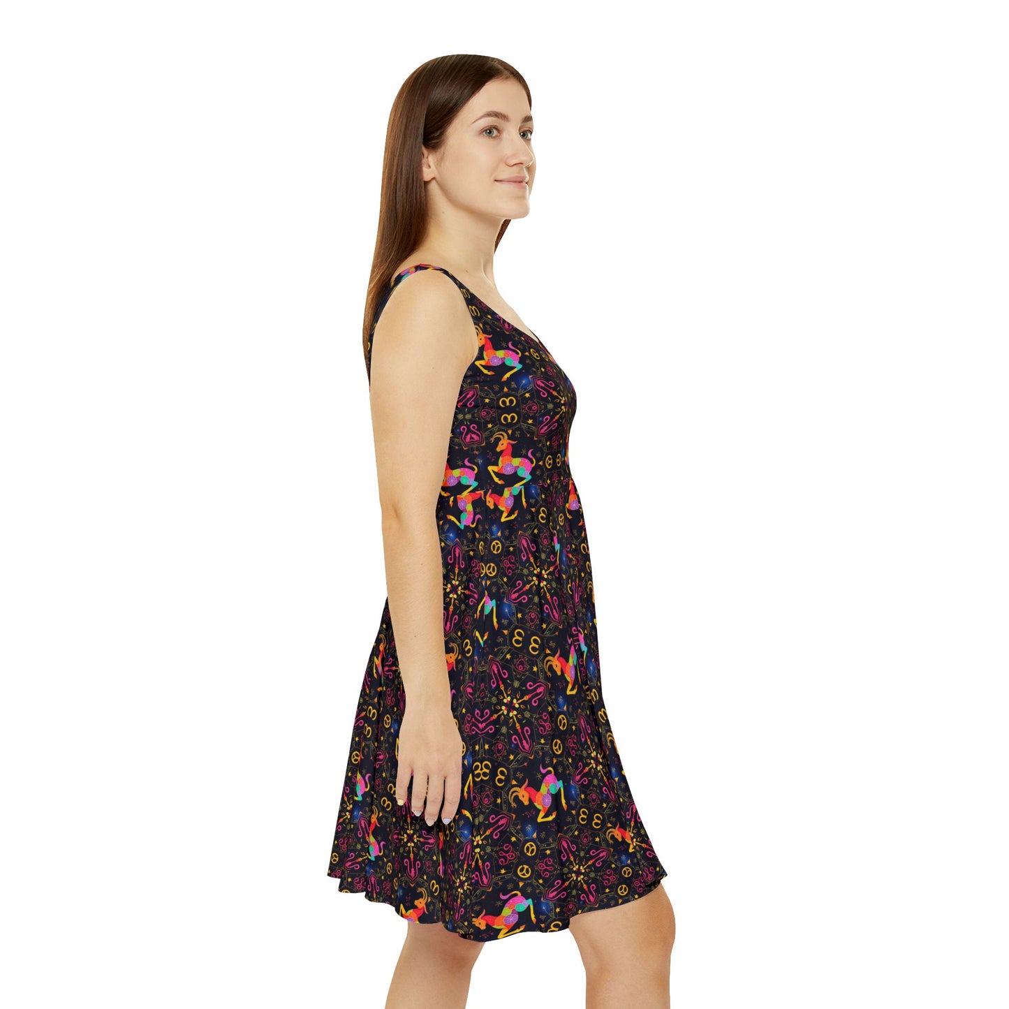 Women's Skater Dress, AOP, Zodiac, Capricorn, Pattern