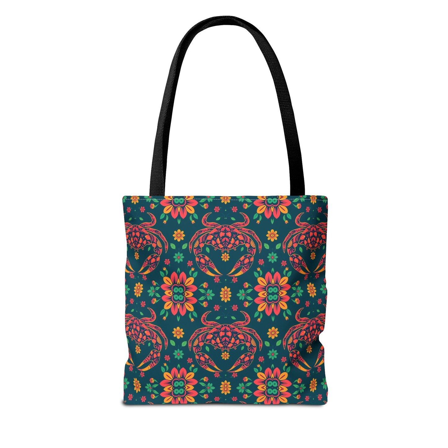 Tote Bag, (AOP), Cancer, Zodiac v1, Flower Pattern