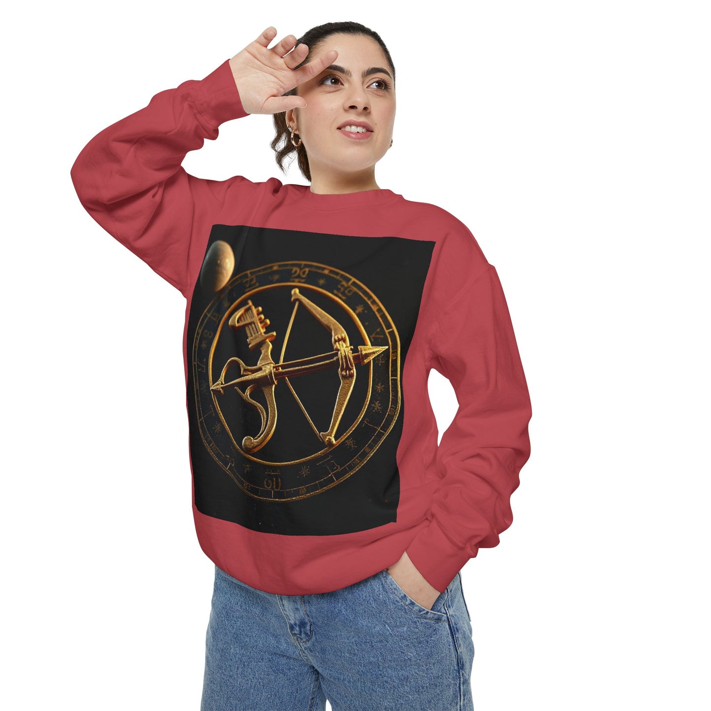Garment-Dyed Sweatshirt, Unisex, Space Symbol Design, Sagittarius