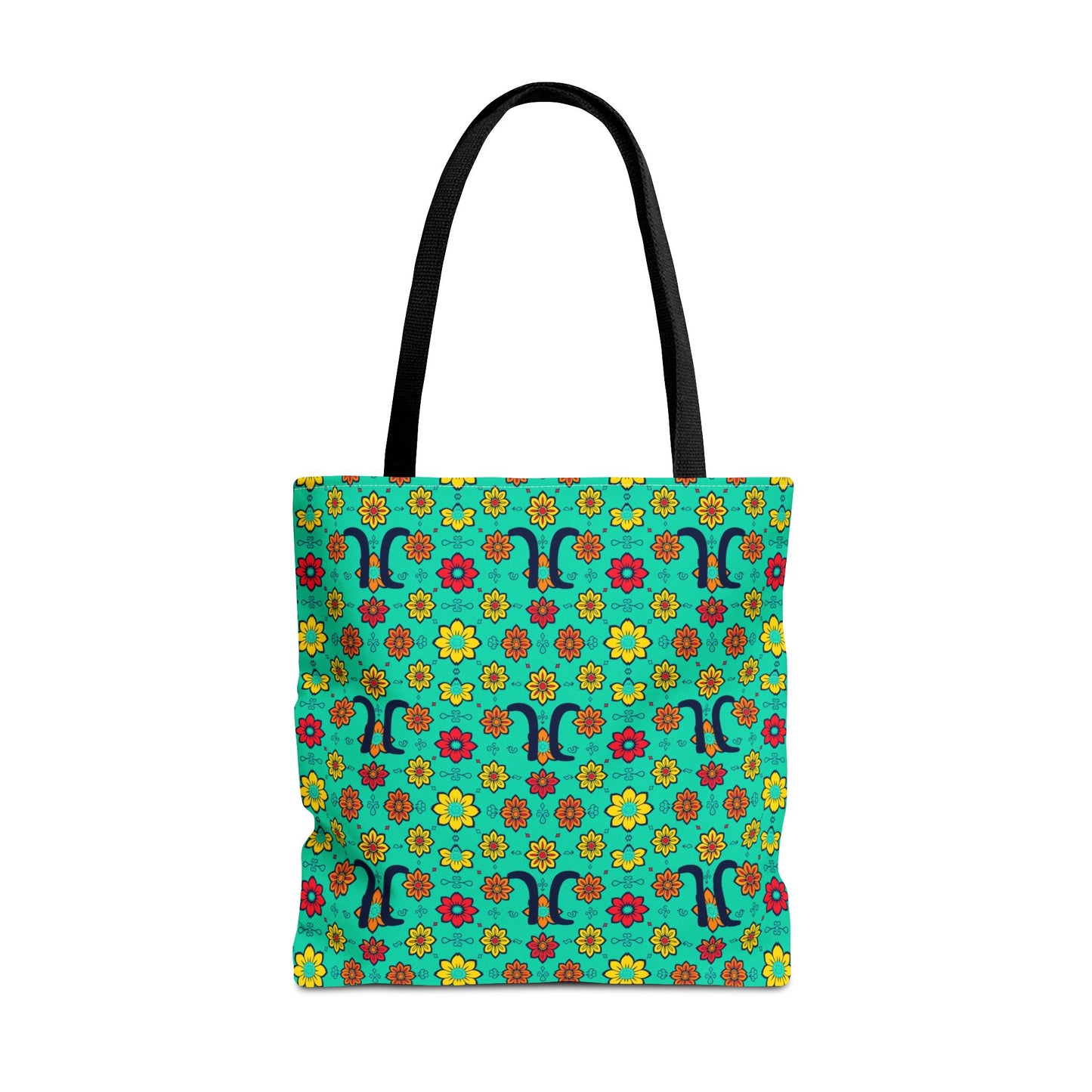 Tote Bag, (AOP), Aquarius, Zodiac, Flower Pattern