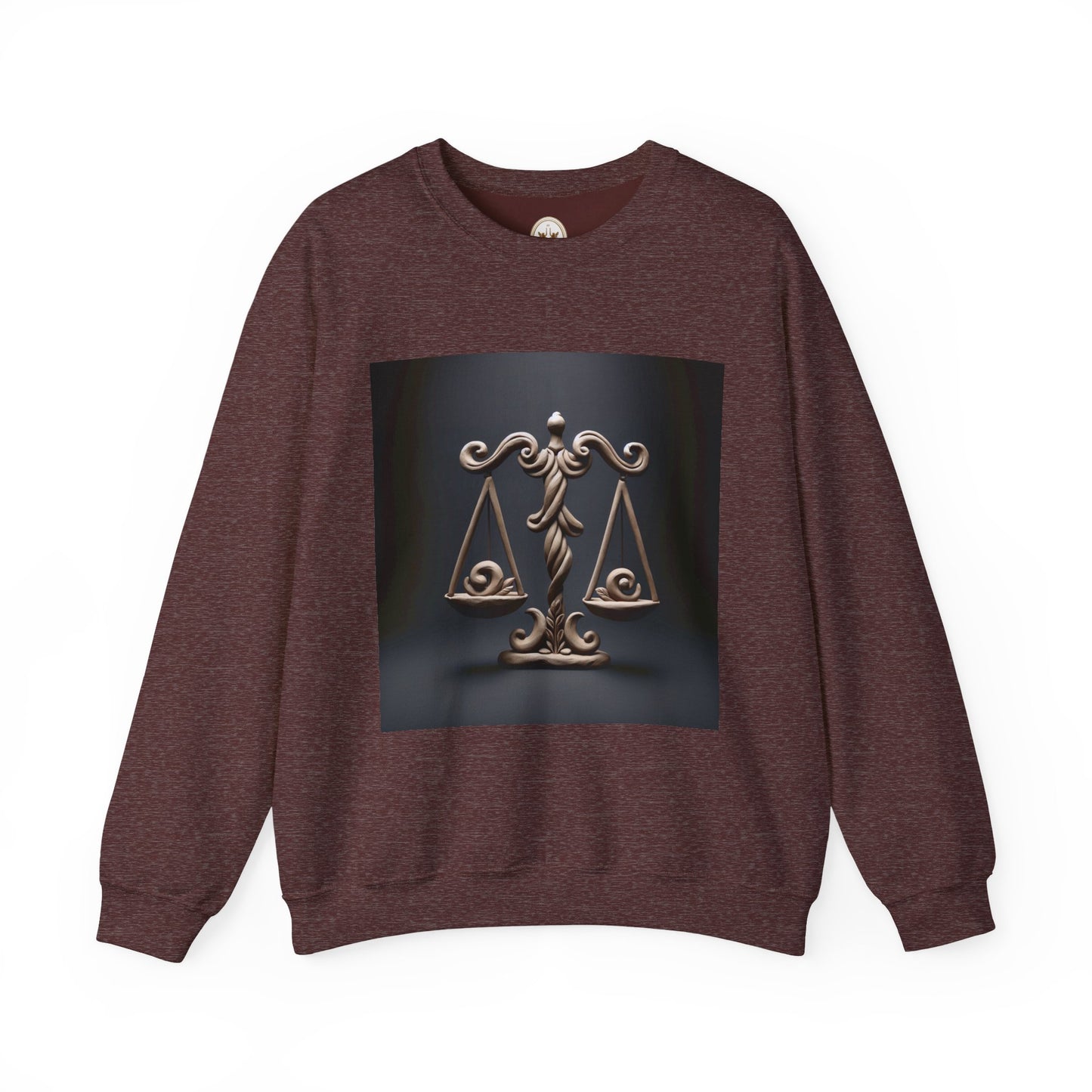 Unisex Heavy Blend™ Crewneck Sweatshirt, Brown Scale, Libra Zodiac Design