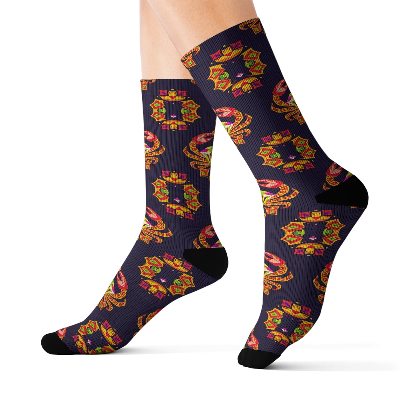 Sublimation Socks, Cancer, Zodiac v4, Jewel Pattern