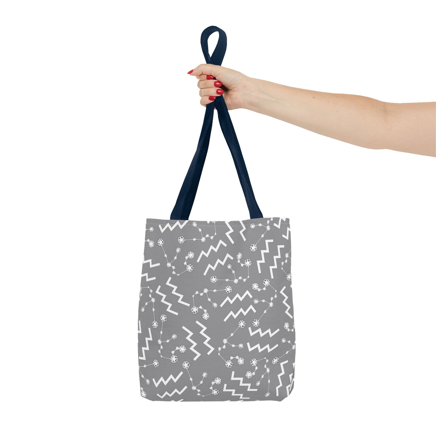 Tote Bag, Aquarius Zodiac Sign, AOP, (Grey, White)