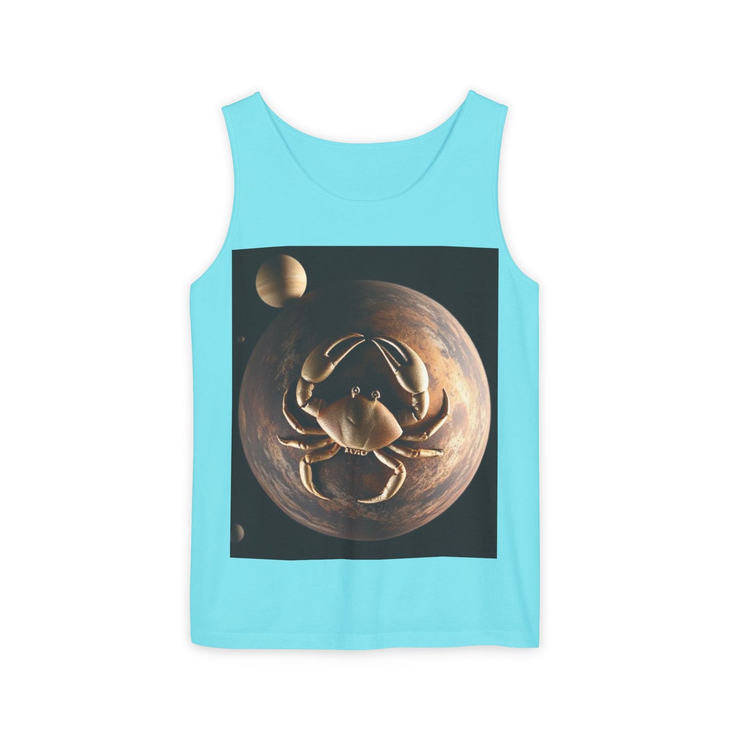 Unisex Garment-Dyed, Tank Top, Cancer Design, Planet Crab v1, 100% US cotton